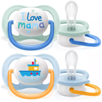 Set 2 Suzete Avent SCF080/01 Ultra Air 0-6 luni Ortodontice Fara BPA I love mama