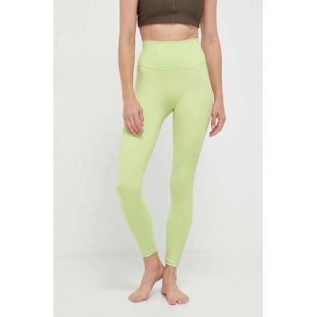 adidas Performance jambiere de yoga Studio culoarea verde, neted