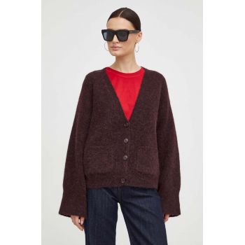 Gestuz cardigan din lana culoarea bordo, light