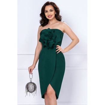 Rochie de ocazie verde Simone cu floare 3D