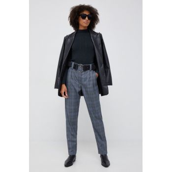XT Studio pantaloni femei, culoarea gri, drept, high waist