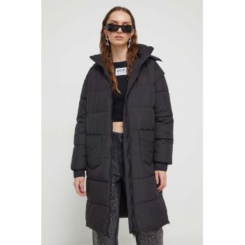 Moschino Jeans geaca femei, culoarea negru, de iarna