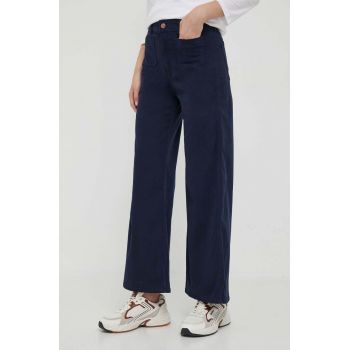 Pepe Jeans pantaloni femei, culoarea albastru marin, lat, high waist