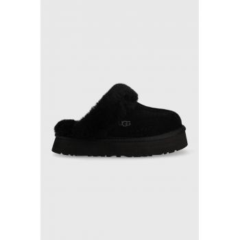 UGG papuci din piele Disquette culoarea: negru 1122550.BLK