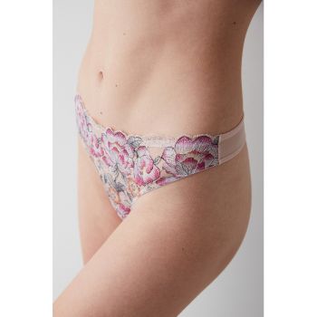 Chiloti tanga cu model floral