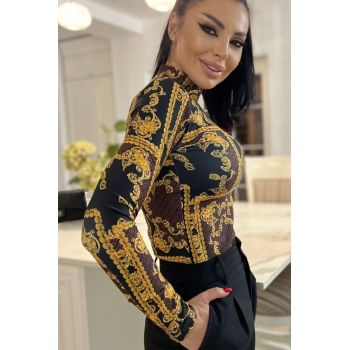 Maleta de Dama CELEBRITY cu Maneca Lunga, Elastica, Pe Gat, Cu Imprimeu Baroque Royal