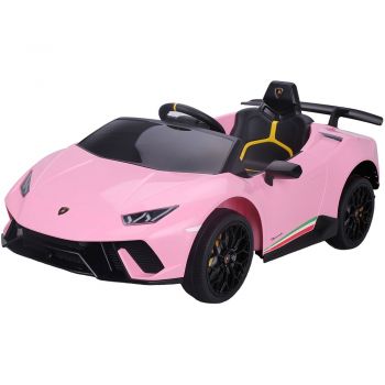 Masinuta electrica Chipolino Lamborghini Huracan pink cu scaun din piele si roti EVA la reducere