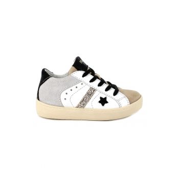 Pantofi sport mid-cut din piele si piele intoarsa