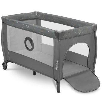 Patut pentru copii Lionelo Stefi Plus GriMulticolor Pliabil, Cu doua nivele, Intrare laterala cu fermoar, 2 roti, 120 x 60 cm, Conform cu standardul european de securitate EN 716