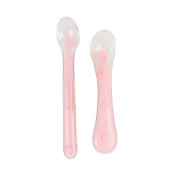 Set 2 lingurite flexibile din silicon KidsCare roz somon de firma originala