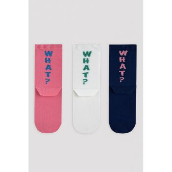 Set de sosete lungi cu detalii text - 3 perechi