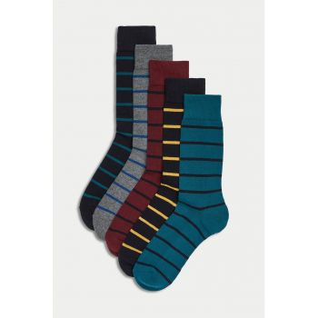 Set de sosete lungi cu dungi - 5 perechi
