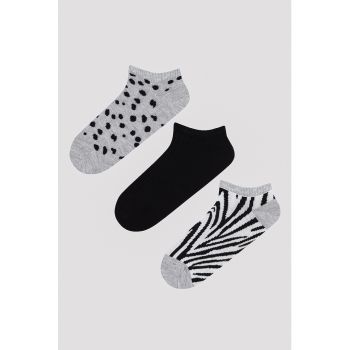 Set de sosete pana la glezna cu animal print - 3 perechi