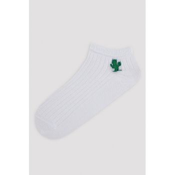 Set de sosete scurte cu broderie - 5 perechi