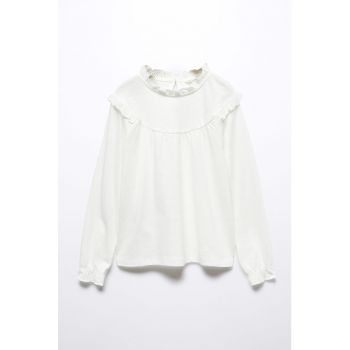 Bluza de bumbac cu detalii cu volane Olga