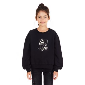 Bluza sport cu imprimeu logo si maneci cazute