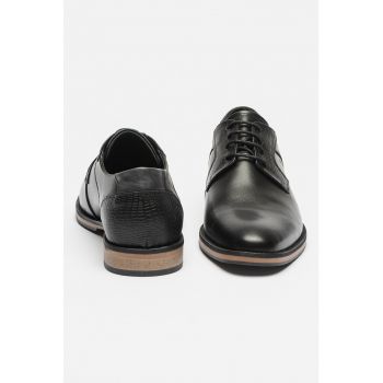 Pantofi derby din piele cu model piele de reptila