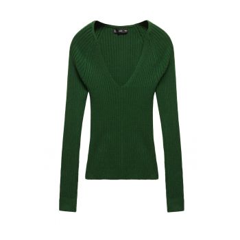 Pulover din tricot cu decolteu in V si striatii Goleta