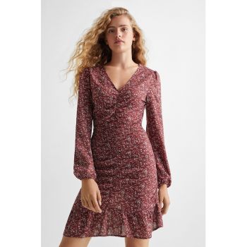 Rochie evazata cu model si aspect plisat Freson