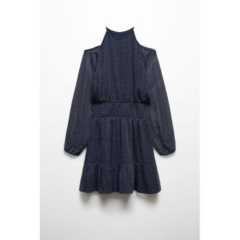 Rochie mini cu umeri decupati si model geometric Chiffy