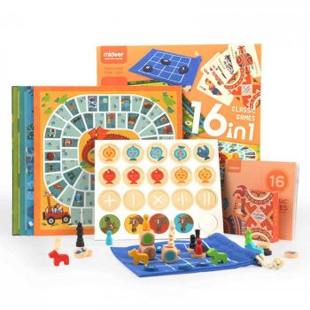 Set Board Game cu 16 Jocuri Educative de Societate pentru Copii si Adulti
