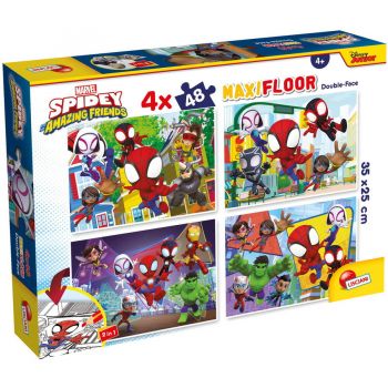 Puzzle de Colorat Maxi Paienjenelul Marvel si prietenii lui uimitori 4 x 48 de piese