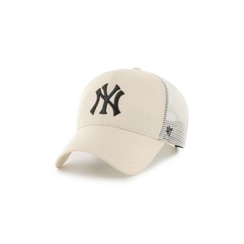 47brand șapcă MLB New York Yankees culoarea bej, cu imprimeu B-BRANS17CTP-NTB
