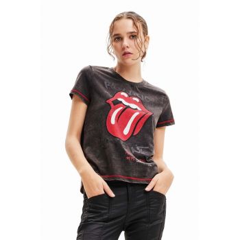 Desigual tricou din bumbac culoarea maro