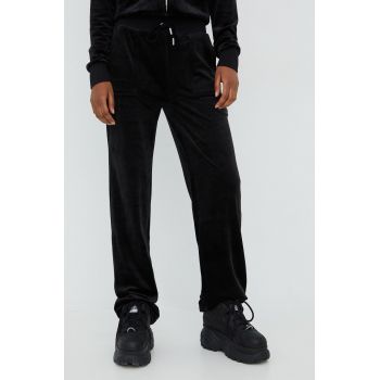 Juicy Couture pantaloni de trening femei, culoarea negru, neted de firma original