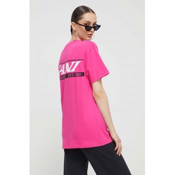 Karl Kani tricou din bumbac culoarea roz