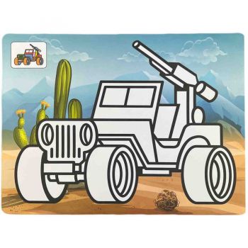 Planse de Razuit cu Desene si Nisip Colorat Jeep Militar