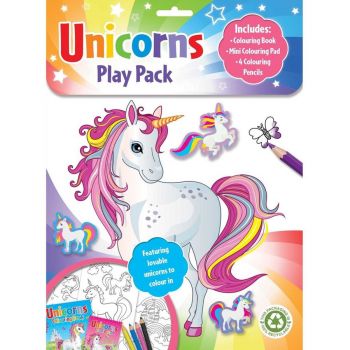 Set 2 Carti de Colorat cu 4 Creioane Unicorns Play Pack