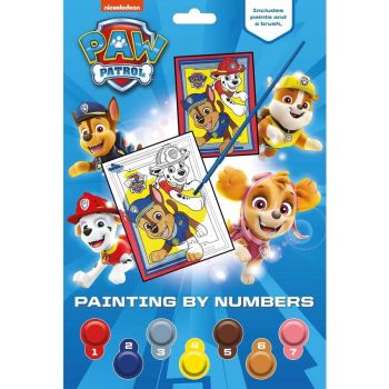 Set Pictura pe Numere cu 7 Culori Acuarela si 1 Pensula Paw Patrol