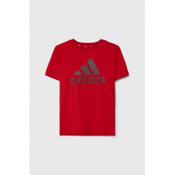 adidas tricou de bumbac pentru copii culoarea rosu, cu imprimeu