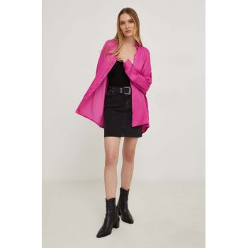 Answear Lab camasa X limited collection NO SHAME femei, culoarea roz, cu guler clasic, relaxed de firma originala