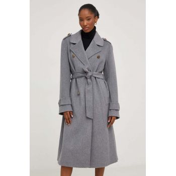 Answear Lab palton de lana culoarea gri, de tranzitie ieftin