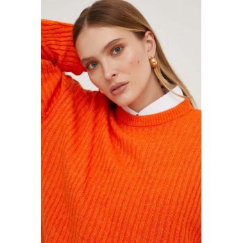 Answear Lab pulover din amestec de lana femei, culoarea portocaliu