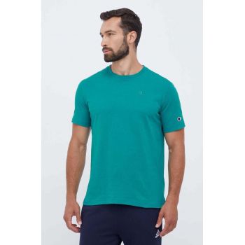 Champion tricou din bumbac culoarea verde, neted de firma original