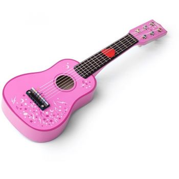 Chitara din lemn pentru copii Roz
