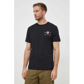 Gant tricou din bumbac culoarea negru, cu imprimeu de firma original