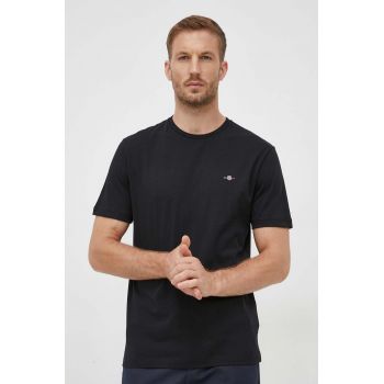 Gant tricou din bumbac culoarea negru, neted ieftin