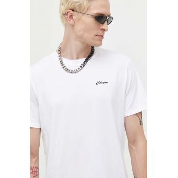 Hollister Co. tricou din bumbac culoarea alb, neted