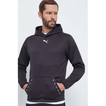 Puma bluza barbati, culoarea negru, cu glugă, cu imprimeu