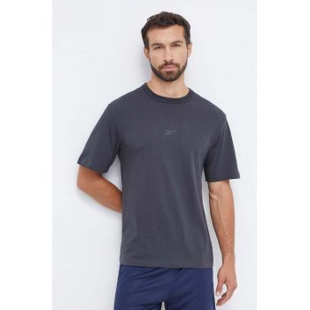 Reebok tricou din bumbac culoarea gri, cu imprimeu