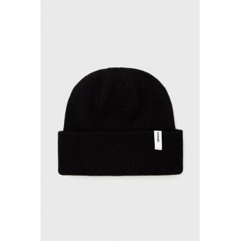 Samsoe Samsoe Căciulă de lână culoarea negru, de lână, din tricot gros