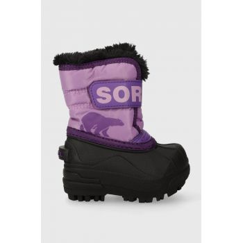 Sorel cizme de iarna copii Sorel Toddler Snow Commander culoarea violet