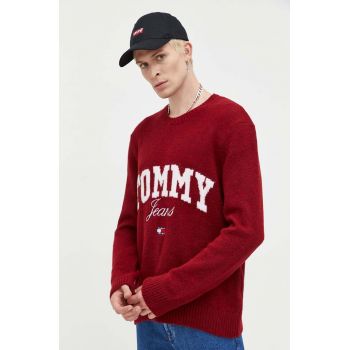 Tommy Jeans pulover barbati, culoarea bordo de firma original