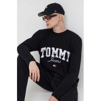 Tommy Jeans pulover barbati, culoarea negru ieftin