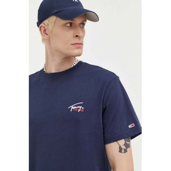 Tommy Jeans tricou din bumbac culoarea albastru marin, cu imprimeu