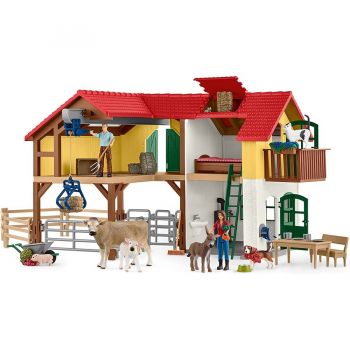 Jucarie Farm World Farmhouse with stable and animals, play figure
